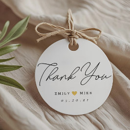 Étiquettes Cadeau Gold Parties scintillant Coeur Merci Mariage rond