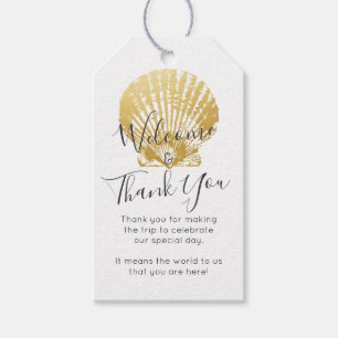 Étiquettes-cadeau Gold Seashell Beach Mariage Merci Favor