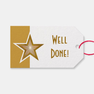 Étiquettes-cadeau Gold Star print Bien fait or blanc marque cadeau