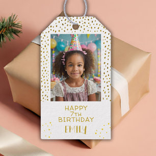 Étiquettes-cadeau Gold Stars Faux Parties scintillant Birthday Kids 