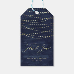 Étiquettes-cadeau Gold Twinkle String éclat Marine Merci bleu