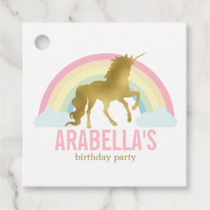 Étiquettes Cadeau Gold Unicorn Girls Birthday Party