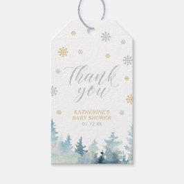 Étiquettes-cadeau Gold Winter Wonderland Baby shower Merci Favoriser