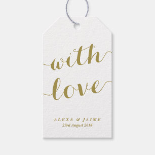 Étiquettes-cadeau Gold with Love Cute Modern Calligraphy Party Favor