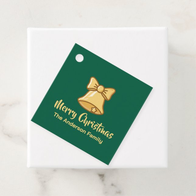 Étiquettes Cadeau Golden Christmas Bell Icon (En situation)