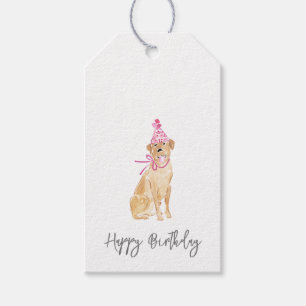 Étiquettes-cadeau Golden Lab Chien Joyeux Anniversaire Casquette ani
