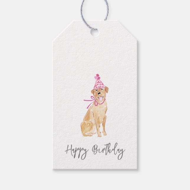 Étiquettes-cadeau Golden Lab Chien Joyeux Anniversaire Casquette ani (Devant)