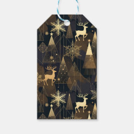 Étiquettes-cadeau Golden Noir Christmas Forest