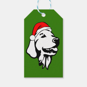 Étiquettes-cadeau Golden Retriever Chien W Red Santa Chapel Noël