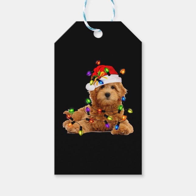 Étiquettes-cadeau Goldendoodle Christmas Père Noël (Devant)