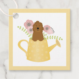 Étiquettes Cadeau Goldendoodle Dans L'Arrosage Can Jaune