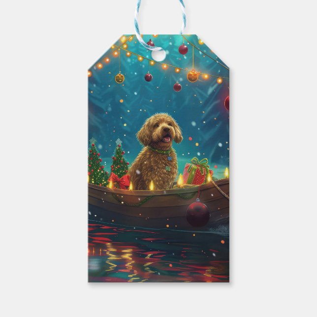 Étiquettes-cadeau Goldendoodle Noël Festive Voyage (Devant)