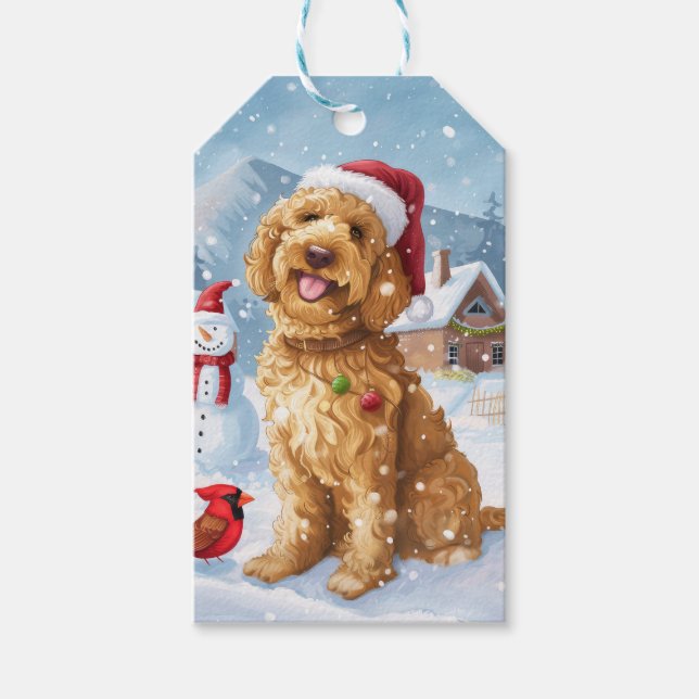 Étiquettes-cadeau Goldendoodle Winter Wonderland Christmas Joy (Devant)