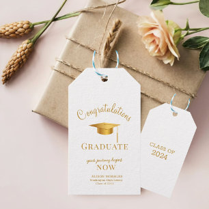 Étiquettes-cadeau Goldenrod Chic Votre Voyage Commence Maintenant Gr