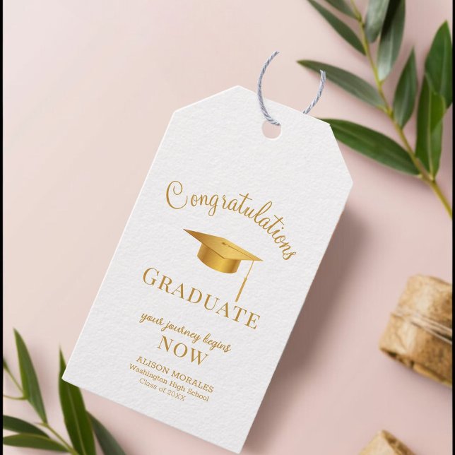 Étiquettes-cadeau Goldenrod Chic Votre Voyage Commence Maintenant Gr (Créateur téléchargé)