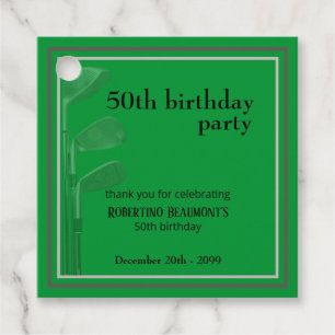 Étiquettes Cadeau Golf Moderne Entreprise Vert Noir 50e Anniversaire