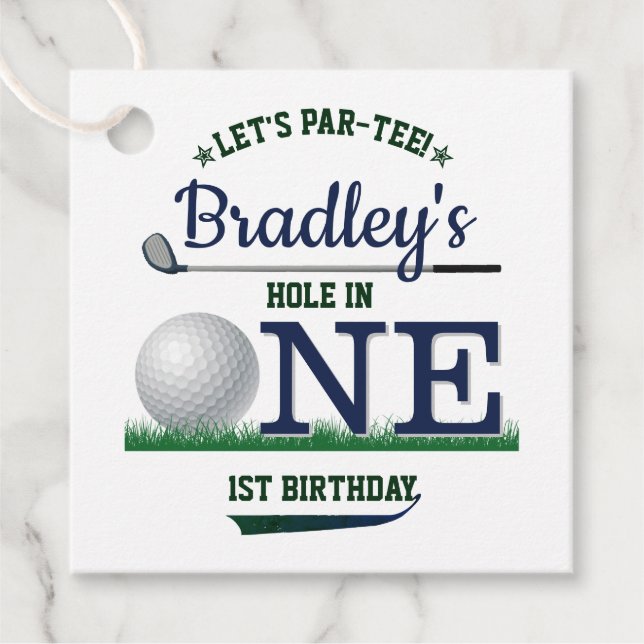 Étiquettes Cadeau Golf PAR-TEE 1er anniversaire (Devant)