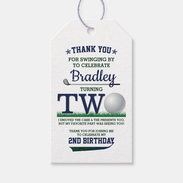 Étiquettes-cadeau Golf PAR-TEE 2e anniversaire (Devant)