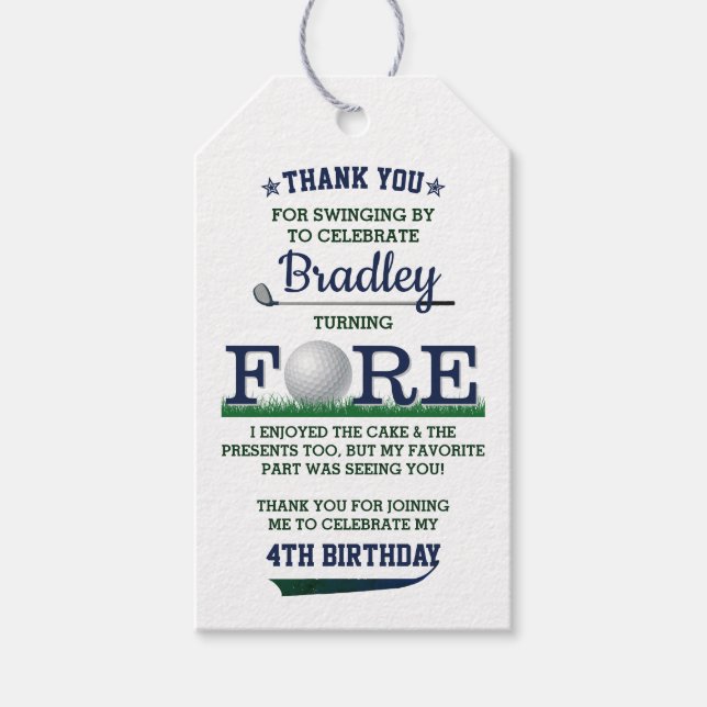 Étiquettes-cadeau Golf PAR-TEE 4e anniversaire (Devant)