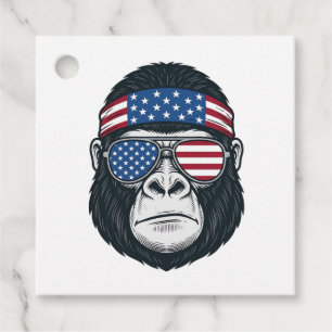 Étiquettes Cadeau Gorille Patriotique Gravure Vintage Vecteur Visage