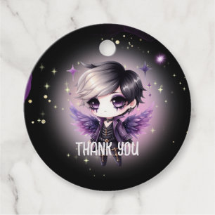 Étiquettes Cadeau Goth Baby shower violet noir Kawaii Chibi Anime