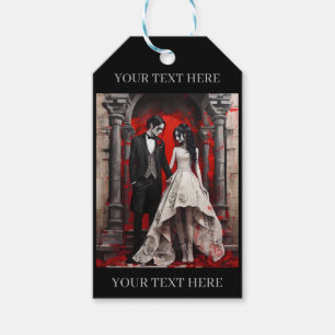 Étiquettes-cadeau Goth Wedding Couple Quitter l'Eglise