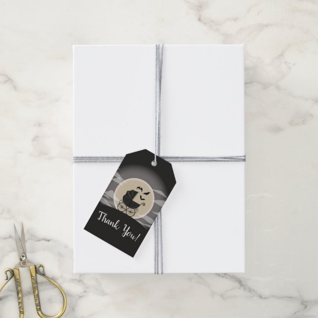 Étiquettes-cadeau Gothic Baby Shower Halloween (Avec de la ficelle)