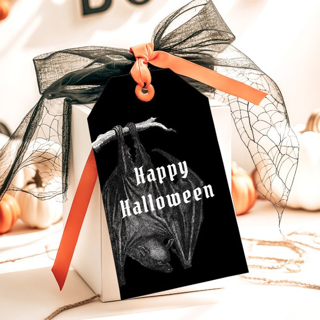 Étiquettes-cadeau Gothic Bats Bonne fête d'Halloween (Gothic Bats Happy Halloween Party Gift Tags)