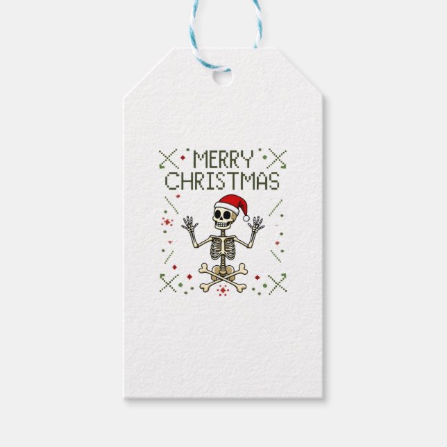 Étiquettes-cadeau Gothic Christmas Ugly Skull Rock Christmas T-Shirt (Devant)