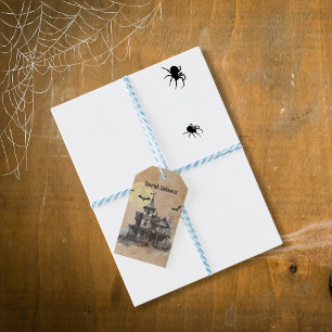 Étiquettes-cadeau Gothique Éffrayant Haunted House Parti d'Halloween