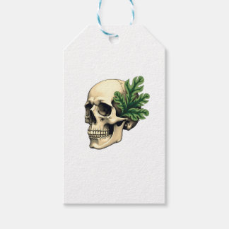 Étiquettes-cadeau Gothique Grunge Esthétique Crâne Feuille Tropicale