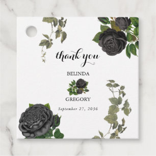 Étiquettes Cadeau Gothique Halloween Rose noir Mariage blanc