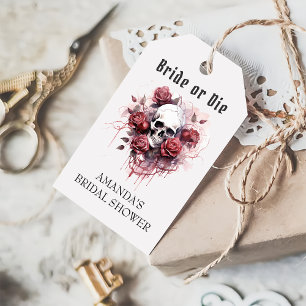 Étiquettes-cadeau Gothique Rose foncé Fête des mariées crâne Tags ca