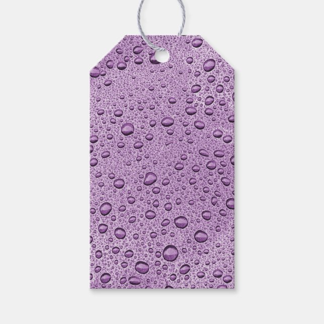 Étiquettes-cadeau gouttelettes d'eau violette (Devant)