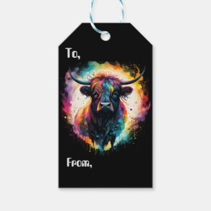 Étiquettes-cadeau Grace Ghoost : Vache Holographique Spectrale,