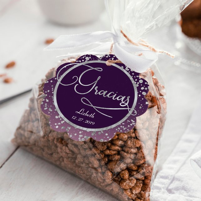 Étiquettes Cadeau Gracias Cercle À Paille Note, Merci Argent (Créateur téléchargé)