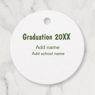 Étiquettes Cadeau Graduation 20XX ajouter nom année école vert moder