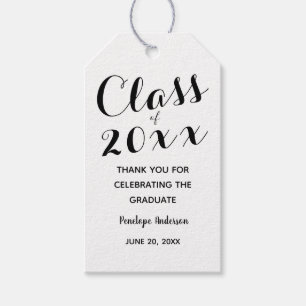 Étiquettes-cadeau Graduation minimaliste en noir et blanc