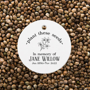 Étiquettes Cadeau Graines Plantes commémoratives Fleurs dessinées à 