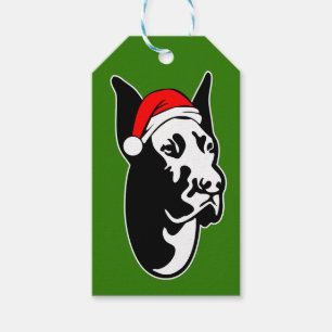 Étiquettes-cadeau Grand chien Danse avec Noël Santa Hat
