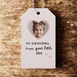 Étiquettes-cadeau "Grand-mère - Photo personnalisée 'Little Star