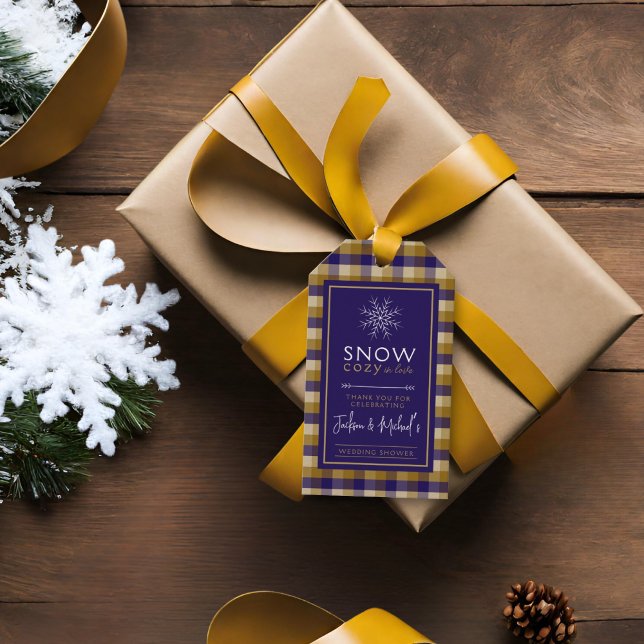 Étiquettes-cadeau Grand-pa Chic Plaid Neige Douche d'hiver Cosy Mari (Créateur téléchargé)