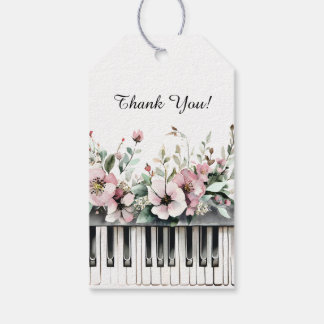 Étiquettes-cadeau Grand Piano Keys Floral Bouquet Thank You
