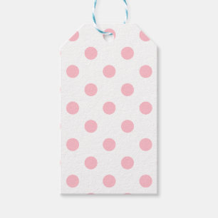 Étiquettes-cadeau Grand pois - rose sur le blanc