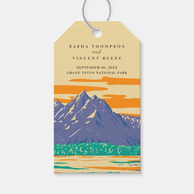 Étiquettes-cadeau Grand Teton National Park Mariage Retro (Devant)