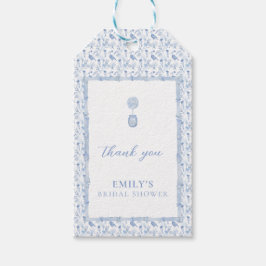 Étiquettes-cadeau Grandmillenial Blue Chinoiserie Bridal Shower 