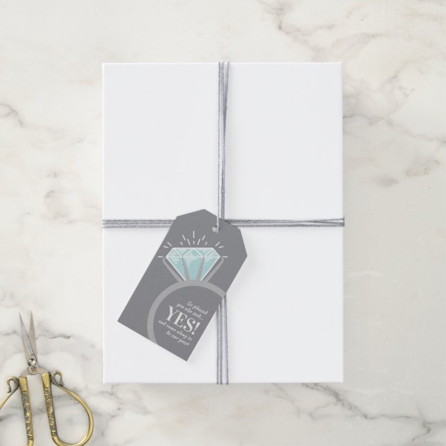 Étiquettes-cadeau Graphisme bague de fiançailles remerciements (Avec de la ficelle)