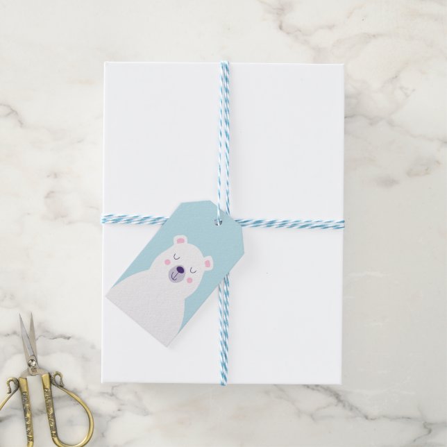 Étiquettes-cadeau Graphisme mignon ours blanc polaire Noël hiver (Avec de laficelle)
