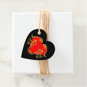 Étiquettes Cadeau Gras Romantique Saint Valentin Rouge Goth Coeur