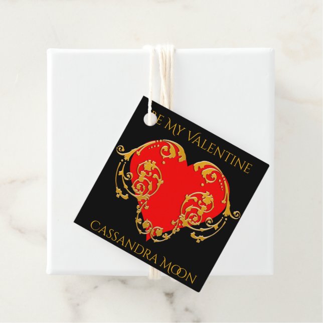 Étiquettes Cadeau Gras Romantique Saint Valentin Rouge Goth Coeur (En situation)